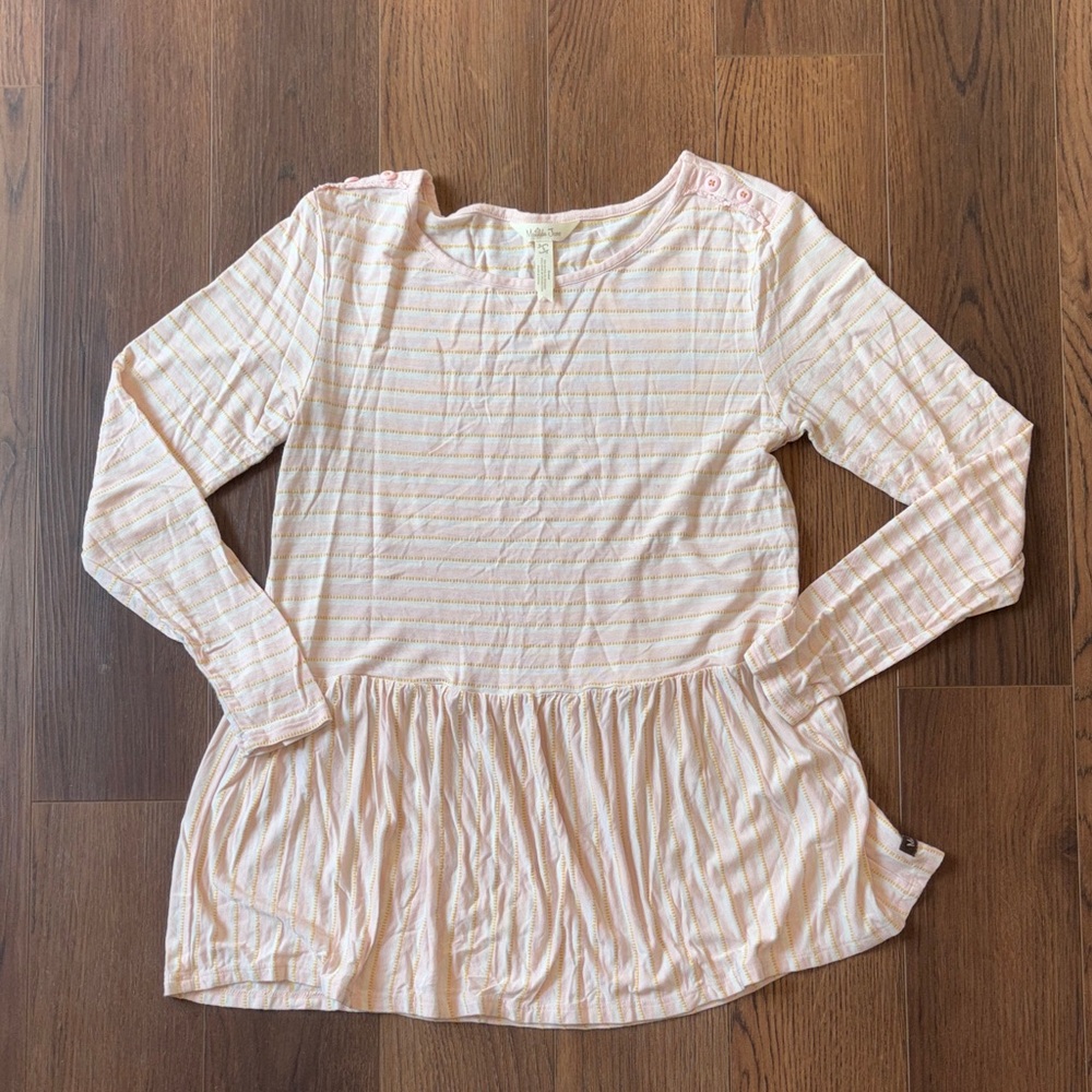 Matilda Jane Pink Striped Long Sleeve Peplum Top